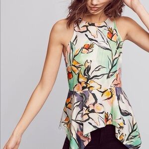 Anthropologie HD in Paris Floral Peplum Tank Top Sleeveless Blouse Size 4